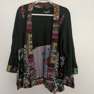 Desigual Olive and Multicolor Open Blazer